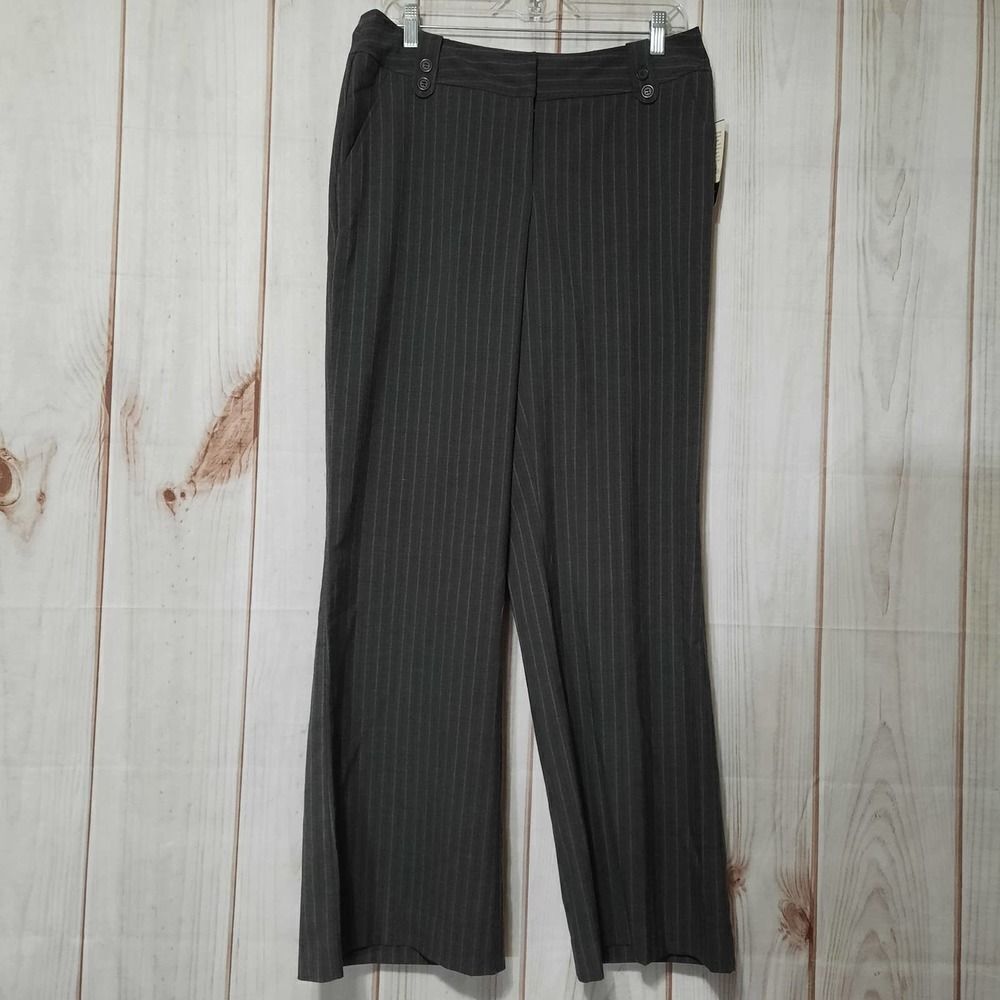 Robert Louis Gray Pinstripe Wide Leg Dress Pants Womens Size 10 NWT Professional